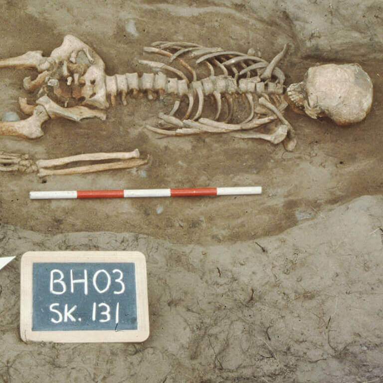 A skeleton with codename cræftiġ as discovered in the bowl hole graveyard